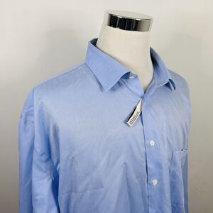 NWT Joseph Abboud 18.5 34/35 No Wrinkles Classic Fit Dress Shirt Blue Cotton